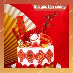 Phụ kiện bánh sinh nhật bánh kem - MÈO THẦN TÀI trang trí bánh