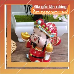 Tượng chibi Thần Tài may mắn 7cm - mẫu hai tay cầm 2 thỏi vàng