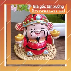 Tượng chibi Thần Tài may mắn 7cm - mẫu hai tay cầm 2 thỏi vàng