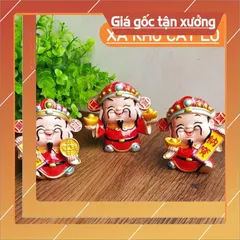 Tượng chibi Thần Tài may mắn 7cm - mẫu hai tay cầm 2 thỏi vàng