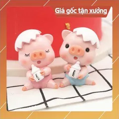 phụ kiện trang trí bánh kem [FREESHIP❤️] Cặp heo bình sữa