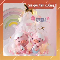 phụ kiện trang trí bánh kem [FREESHIP❤️] Cặp heo bình sữa