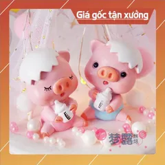 phụ kiện trang trí bánh kem [FREESHIP❤️] Cặp heo bình sữa