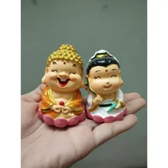Bộ đôi tượng như lại phật tổ và bồ tát dễ thương 6 cm