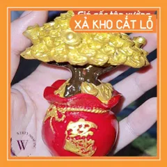 Cây kim tiền vàng mô hinh cây vàng may mắn cây tài lộc trang trí bàn làm việc chậu cây phong thủy phát tài