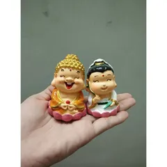 Bộ đôi tượng như lại phật tổ và bồ tát dễ thương 6 cm
