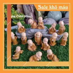 Trọn bộ 15 chú tiểu áo nâu size nhí 7- 8cm