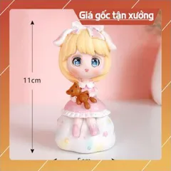 Phụ kiện trang trí bánh sinh nhật bánh kem - Em bé gái tóc vàng và em bé gái tóc hồng
