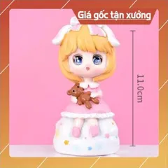 Phụ kiện trang trí bánh sinh nhật bánh kem - Em bé gái tóc vàng và em bé gái tóc hồng