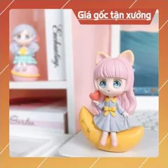Phụ kiện trang trí bánh sinh nhật bánh kem - Em bé gái tóc vàng và em bé gái tóc hồng