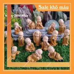 Trọn bộ 15 chú tiểu áo nâu size nhí 7- 8cm