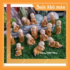Trọn bộ 15 chú tiểu áo nâu size nhí 7- 8cm