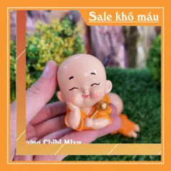 (Áo vàng / áo xanh) Bộ 02 chú tiểu nằm gõ mõ siêu xinh