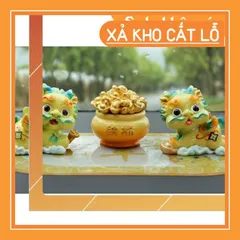 Cặp Kỳ Lân lớn kèm chậu vàng - màu vàng