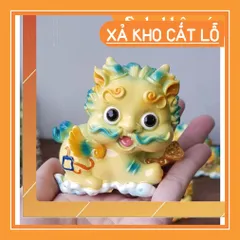Cặp Kỳ Lân lớn kèm chậu vàng - màu vàng