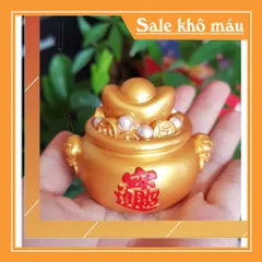 (06 mẫu) Bộ 02 tượng Thần Tài 7cm cao cấp kèm túi vàng và chân đế tam cấp vuông nhỏ