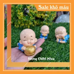 (Áo vàng / áo xanh) Bộ 02 chú tiểu nằm gõ mõ siêu xinh
