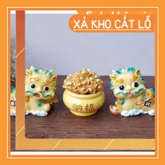 Cặp Kỳ Lân lớn kèm chậu vàng - màu vàng