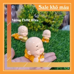 (Áo vàng / áo xanh) Bộ 02 chú tiểu nằm gõ mõ siêu xinh