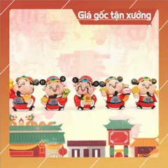 Bộ tượng Thần tài áo đỏ vui vẻ dễ thương phong thủy phát tài
