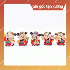 Bộ tượng Thần tài áo đỏ vui vẻ dễ thương phong thủy phát tài