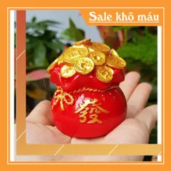 (06 mẫu) Bộ 02 tượng Thần Tài 7cm cao cấp kèm túi vàng và chân đế tam cấp vuông nhỏ
