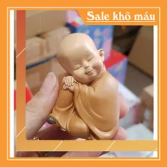 Bộ 03 chú tiểu an nhiên size nhí 7cm - mẫu áo nâu ngồi an nhiên tự tại