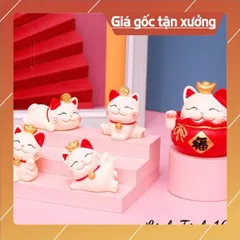 Tượng mèo cát tường trang trí ô tô, bàn làm việc đáng yêu dễ thương/ Mèo may mắn 💕FREESHIP 50k💕 Linh Tinh 10k
