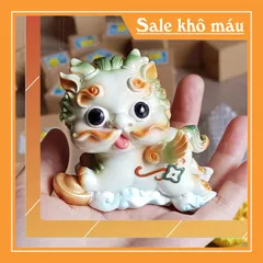 Cặp Kỳ Lân lớn kèm chậu vàng may mắn - màu trắng