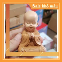 Bộ 03 chú tiểu an nhiên size nhí 7cm - mẫu áo nâu ngồi an nhiên tự tại