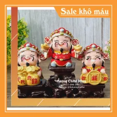 (Nhiều mẫu) Bộ 03 tượng Thần Tài 7cm cao cấp kèm đế tam cấp vuông nhỏ