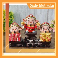 (Nhiều mẫu) Bộ 03 tượng Thần Tài 7cm cao cấp kèm đế tam cấp vuông nhỏ