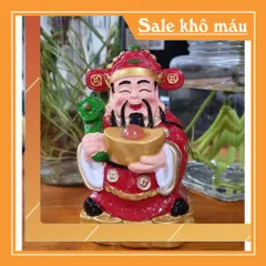 Tượng Thần Tài mẫu đứng ôm đĩnh vàng 11.5cm