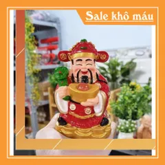Tượng Thần Tài mẫu đứng ôm đĩnh vàng 11.5cm