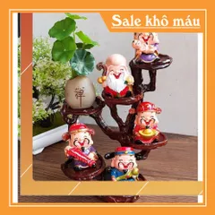 Bộ tượng Ngũ Phúc cao cấp kèm chậu cây và chân đế đứng 6 ô