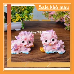 Bộ 02 tượng Kỳ Lân size lớn màu hồng