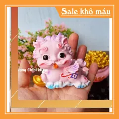 Bộ 02 tượng Kỳ Lân size lớn màu hồng