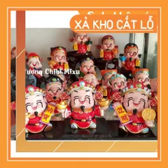 Tượng chibi Thần Tài 7cm - mẫu cầm đồng tiền vàng chiêu tài may mắn