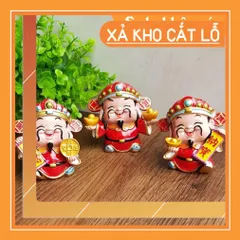 Tượng chibi Thần Tài 7cm - mẫu cầm đồng tiền vàng chiêu tài may mắn