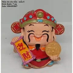 Tượng thần tài cầm đồng tiền vàng - FREESHIP - Tượng thần tài trang trí tăng tài vận 7 cm