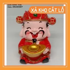 Tượng chibi Thần Tài ôm thỏi vàng may mắn 6cm