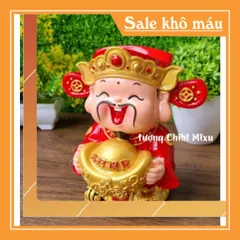 Tượng chibi Thần Tài 14cm đặc ruột - Thỏi vàng may mắn