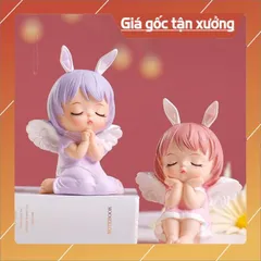 Phụ kiện bánh sinh nhật bánh kem - cặp đôi bé thiên thần có cánh ( 2 bé )