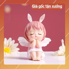 Phụ kiện bánh sinh nhật bánh kem - cặp đôi bé thiên thần có cánh ( 2 bé )