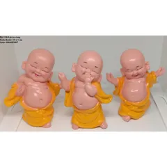 Bộ 3 tượng phật Di Lặc hoan hỉ áo vàng phong thủy
