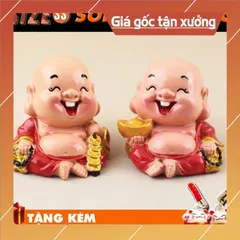 Bộ đôi Tượng Di Lặc May mắn cao cấp Tượng mini trang trí Xe hơi Bàn làm việc