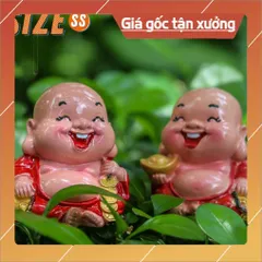 Bộ đôi Tượng Di Lặc May mắn cao cấp Tượng mini trang trí Xe hơi Bàn làm việc