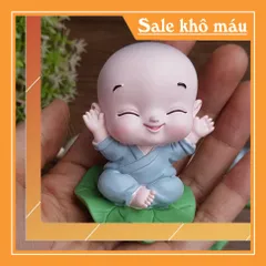 Bộ 08 tượng chú tiểu lá sen kèm chân đế ngang 8 ô