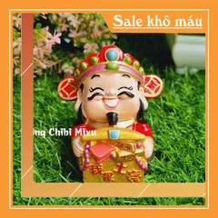 Tượng chibi Thần Tài may mắn 7cm mẫu ôm túi châu báu