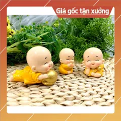 Bộ 3 tượng chú tiểu Tiên Đồng Tài Lộc Phúc Đức (Hình Thật - Video Thật)